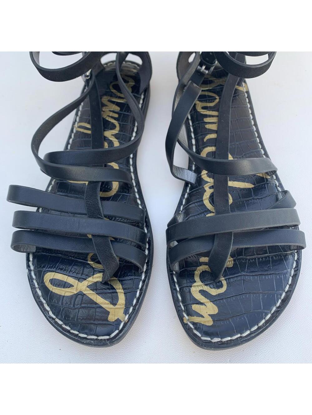 Sam Edelman Gladiator Sandals Black Flats Sz 9 Womens - Picture 10 of 11